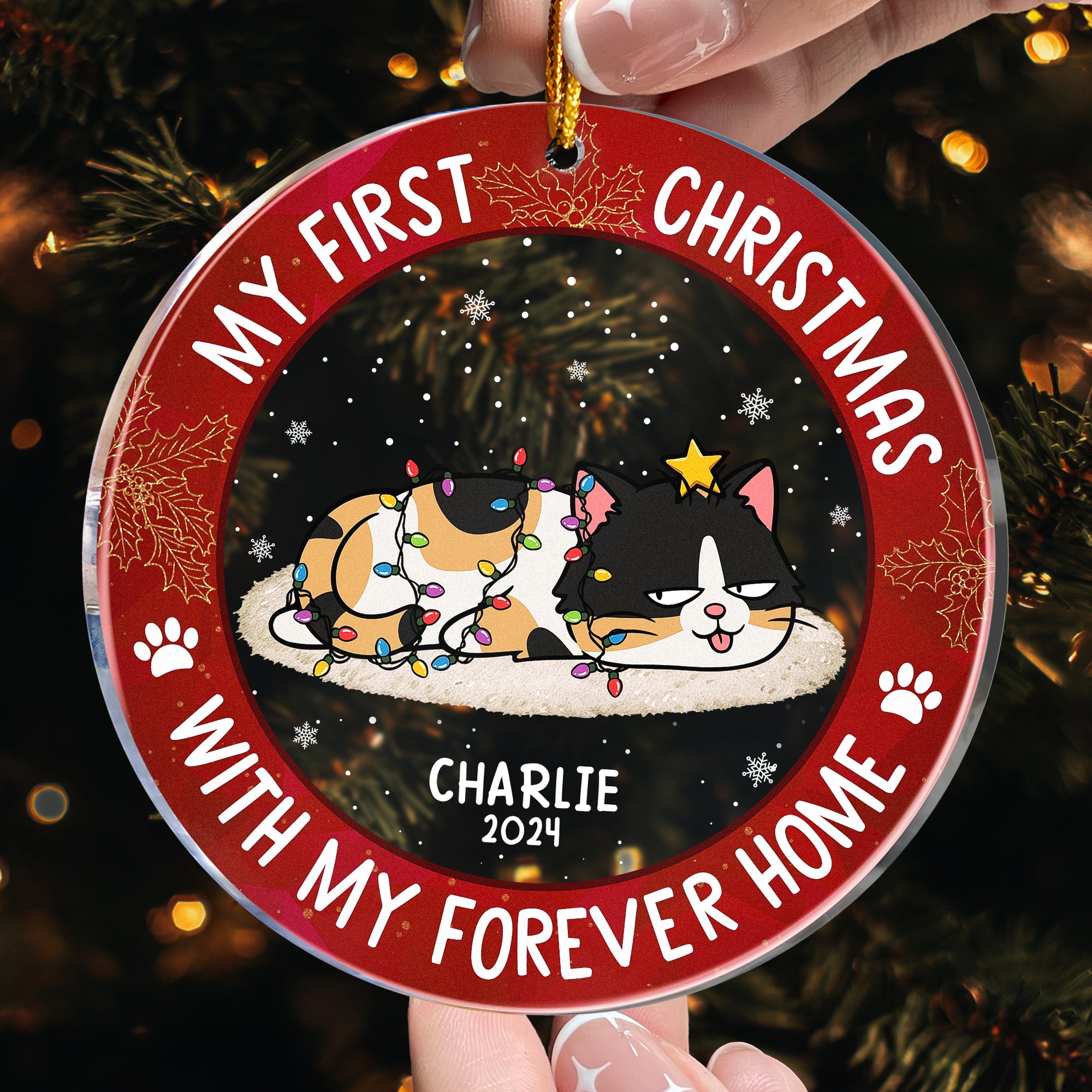 First Christmas With My Forever Home - Personalized Acrylic Ornament