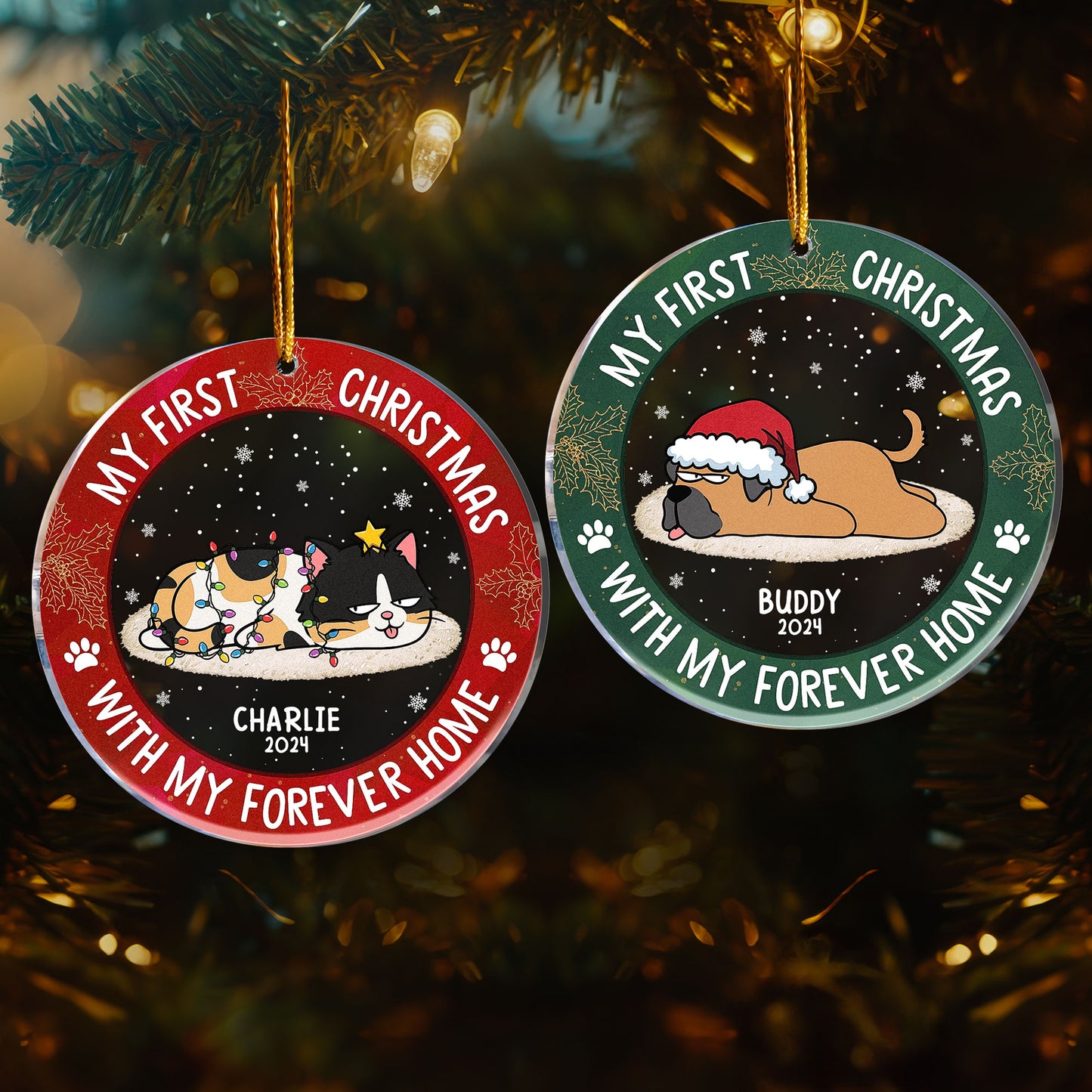 First Christmas With My Forever Home - Personalized Acrylic Ornament