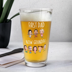 First Dad Now Grandpa Custom Faces - Personalized Photo Beer Glass