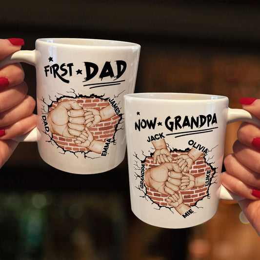 First Dad Now Grandpa Fist Bump Kids - Personalized Mug