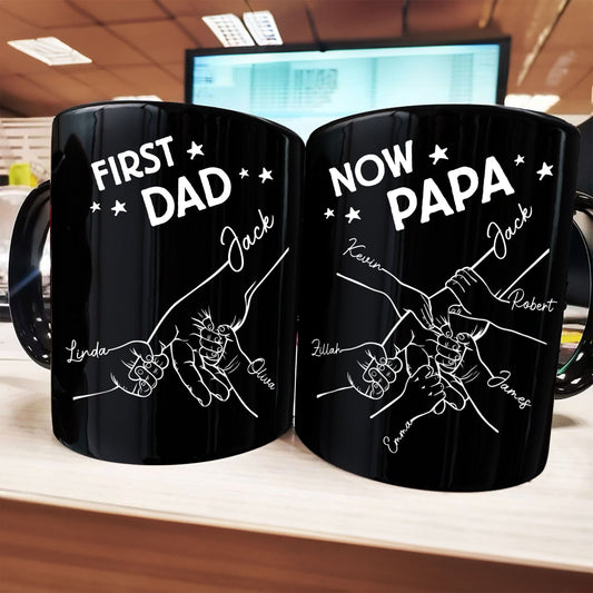 First Dad Now Grandpa Fist Bump - Personalized Mug