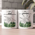 First Dad Now Grandpa - Fist Bumps With Kids' Names - Personalized Mug