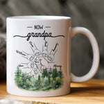First Dad Now Grandpa - Fist Bumps With Kids' Names - Personalized Mug