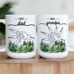 First Dad Now Grandpa - Fist Bumps With Kids' Names - Personalized Mug