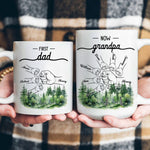 First Dad Now Grandpa - Fist Bumps With Kids' Names - Personalized Mug