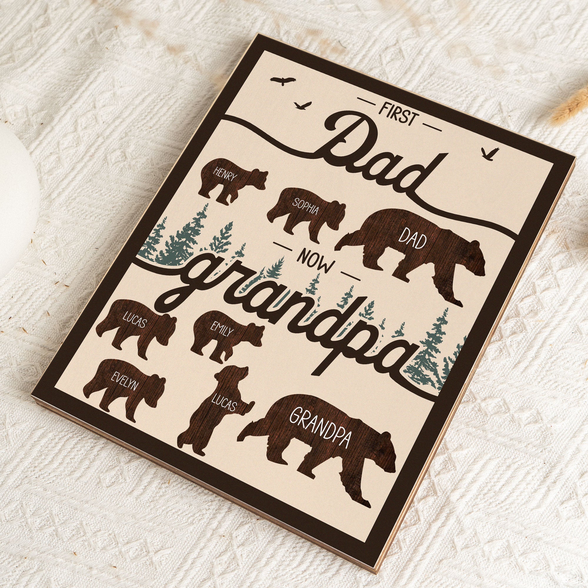 First Dad Now Grandpa - Papa Bear - Custom Wood Plaque