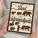 First Dad Now Grandpa - Papa Bear - Custom Wood Plaque