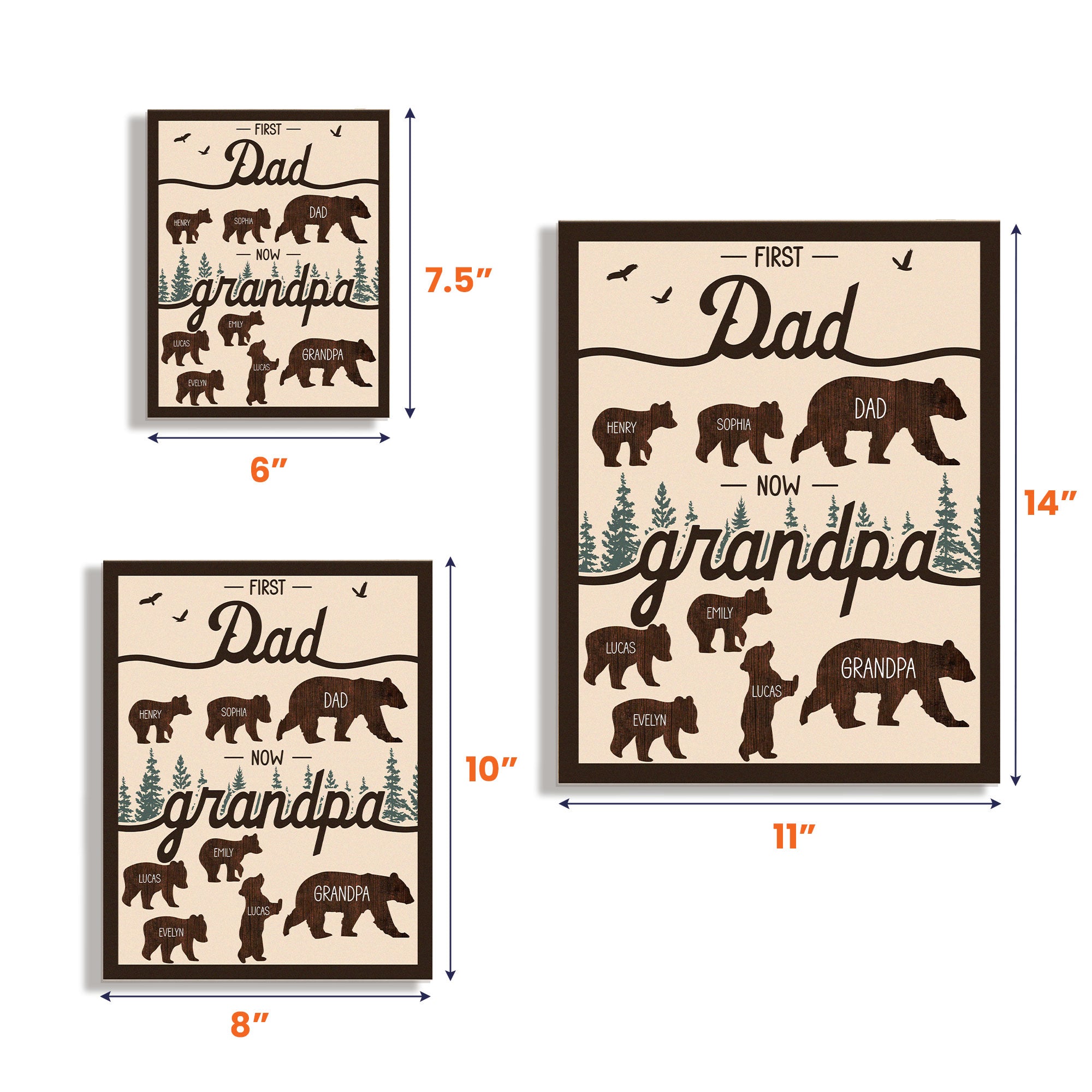 First Dad Now Grandpa - Papa Bear - Custom Wood Plaque