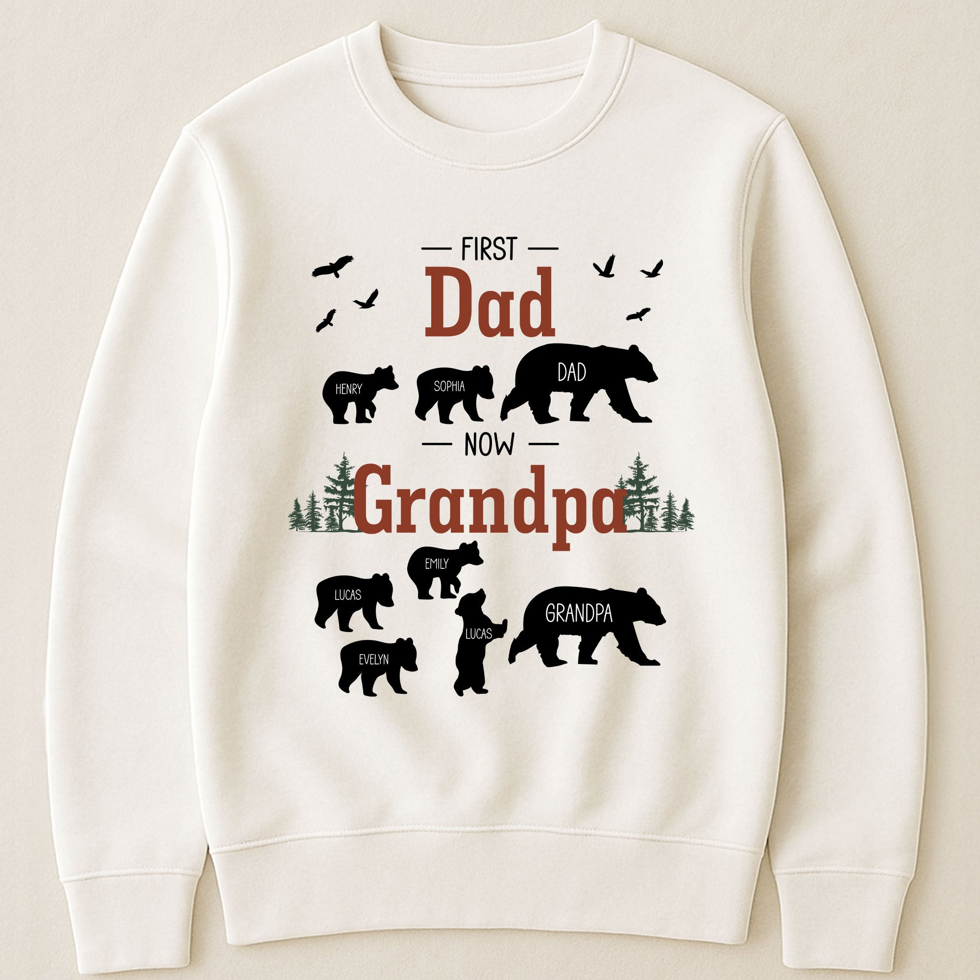 First Dad Now Grandpa - Papa Bear - Personalized Shirt