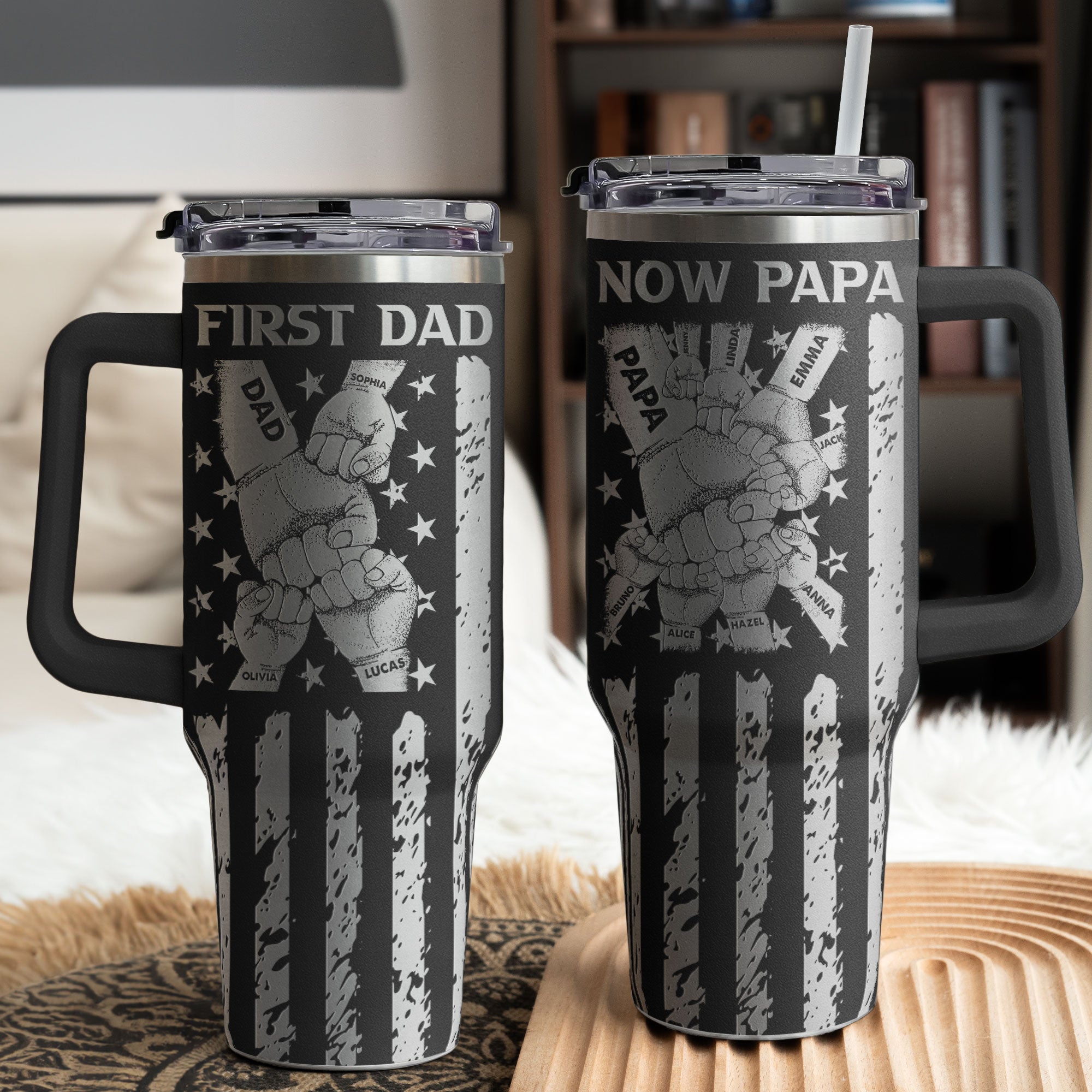 First Dad Now Grandpa - Personalized 40oz Tumbler