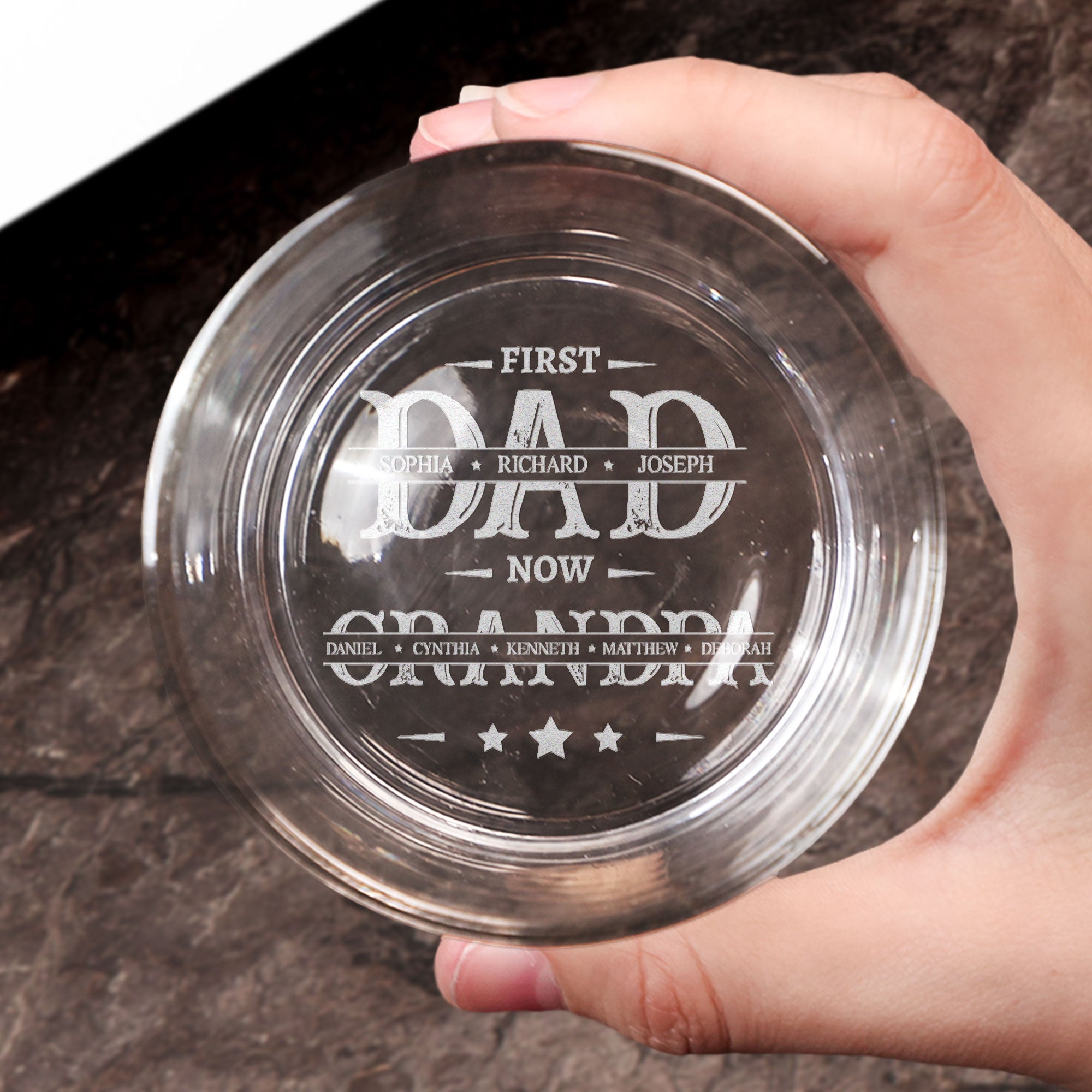 First Dad Now Grandpa - Personalized Engraved Whiskey Glass