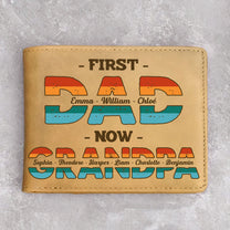 First Dad Now Grandpa - Personalized Leather Wallet