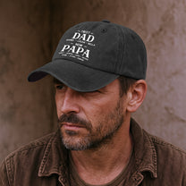First Dad Now Grandpa With Kids' Names - Personalized Distressed Denim Cap