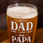 First Dad Now Papa - Personalized Pilsner Glass