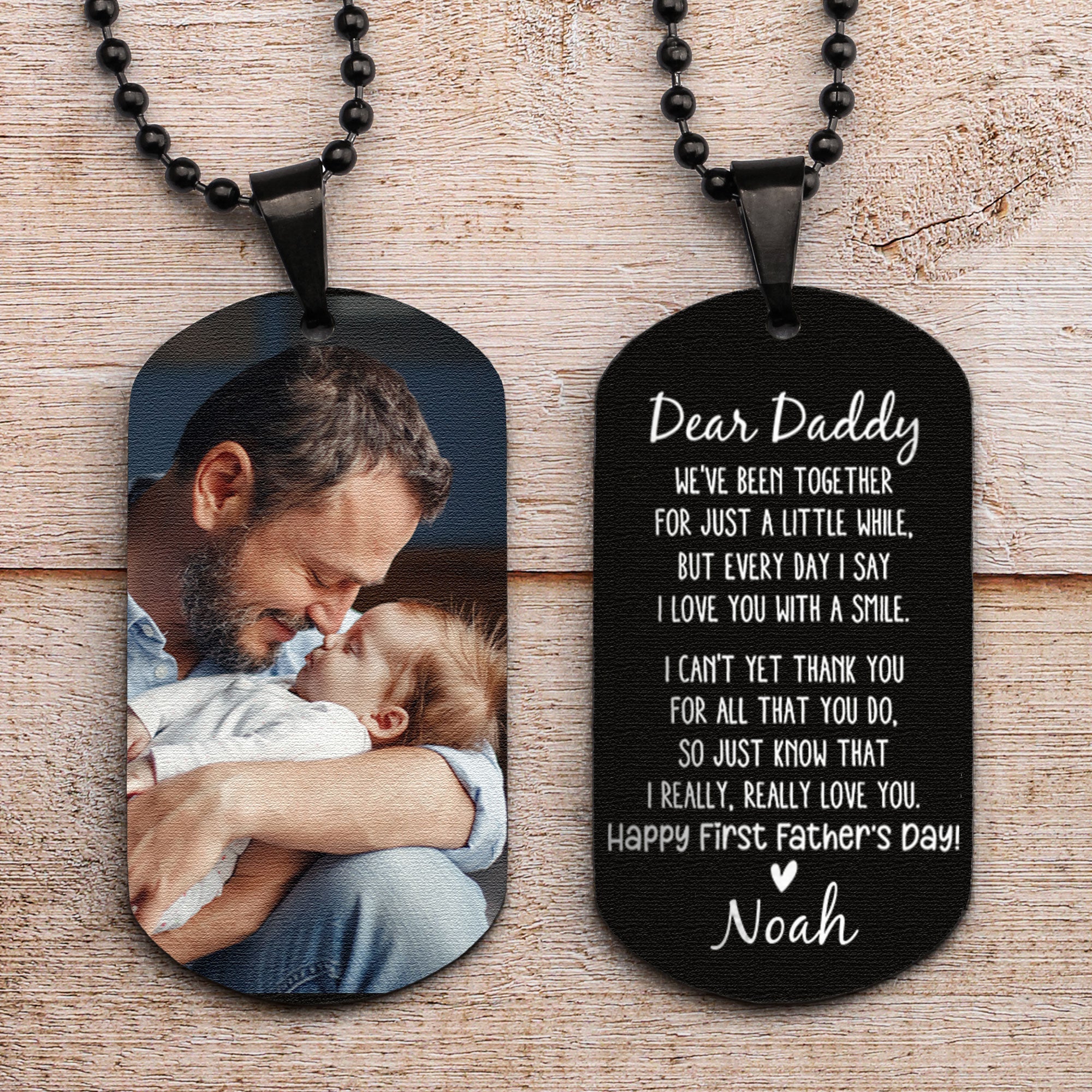 First Father Day Gift We've Been Together - Personalized Photo Dog Tag Necklace