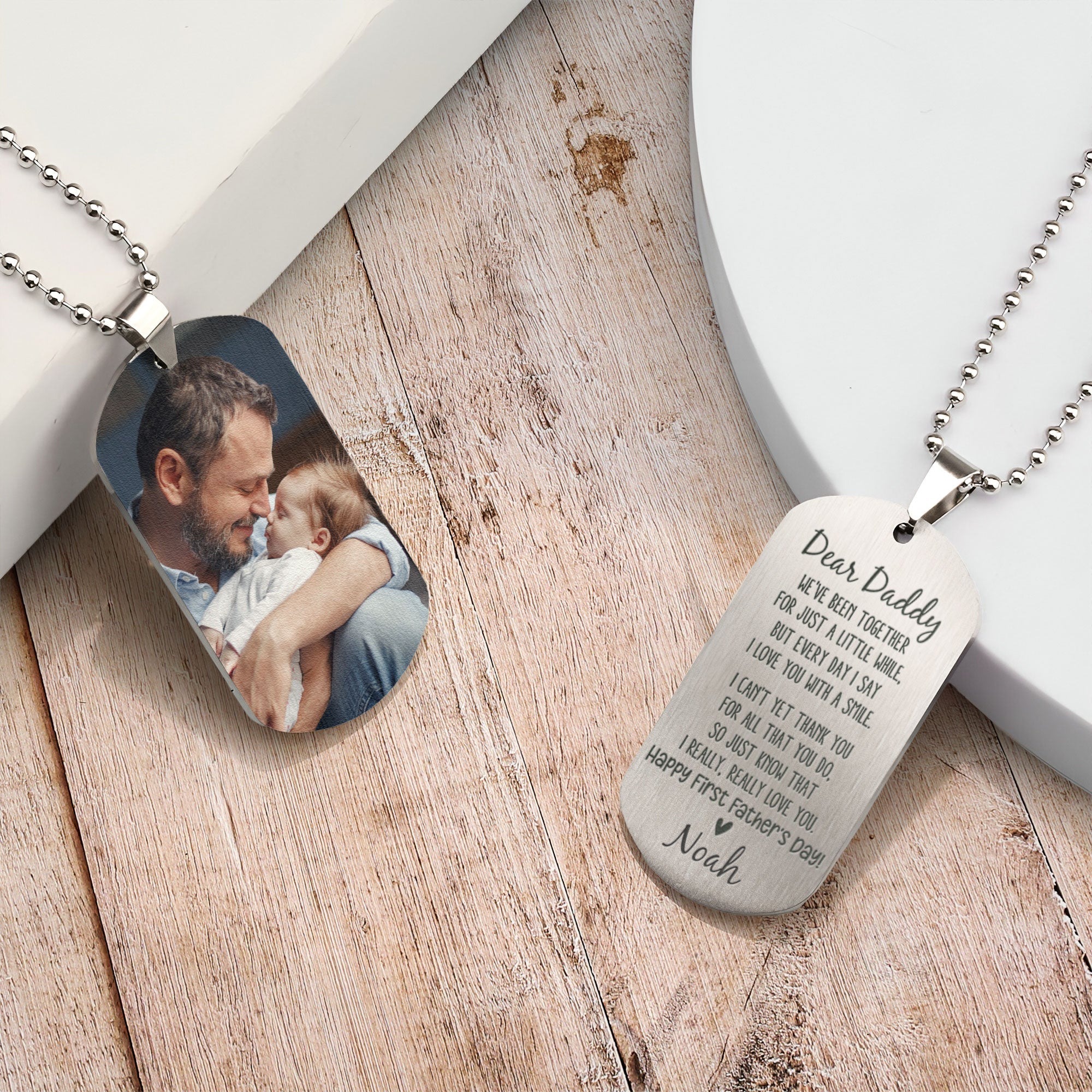 First Father Day Gift We've Been Together - Personalized Photo Dog Tag Necklace