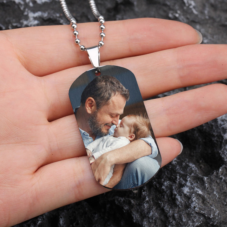 First Father Day Gift We've Been Together - Personalized Photo Dog Tag Necklace