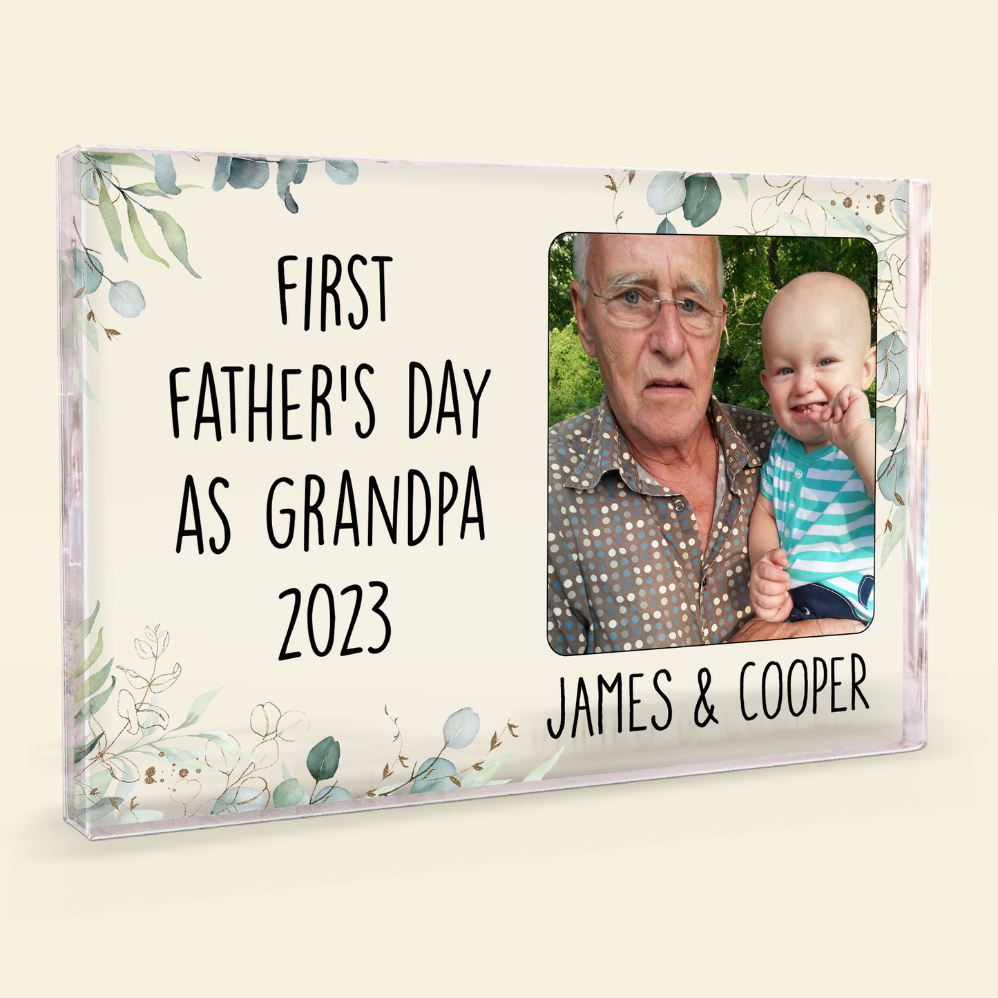 First Father's Day As Grandpa - Personalized Rectangle Acrylic Plaque