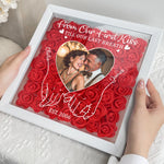 First Kiss Till Last Breath Valentine's Day Anniversary Gift - Personalized Photo Flower Shadow Box With LED Light