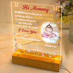 First Mom New Mom Gift - Personalized LED Light Acrylic Photo Plaque With Infinity Necklace