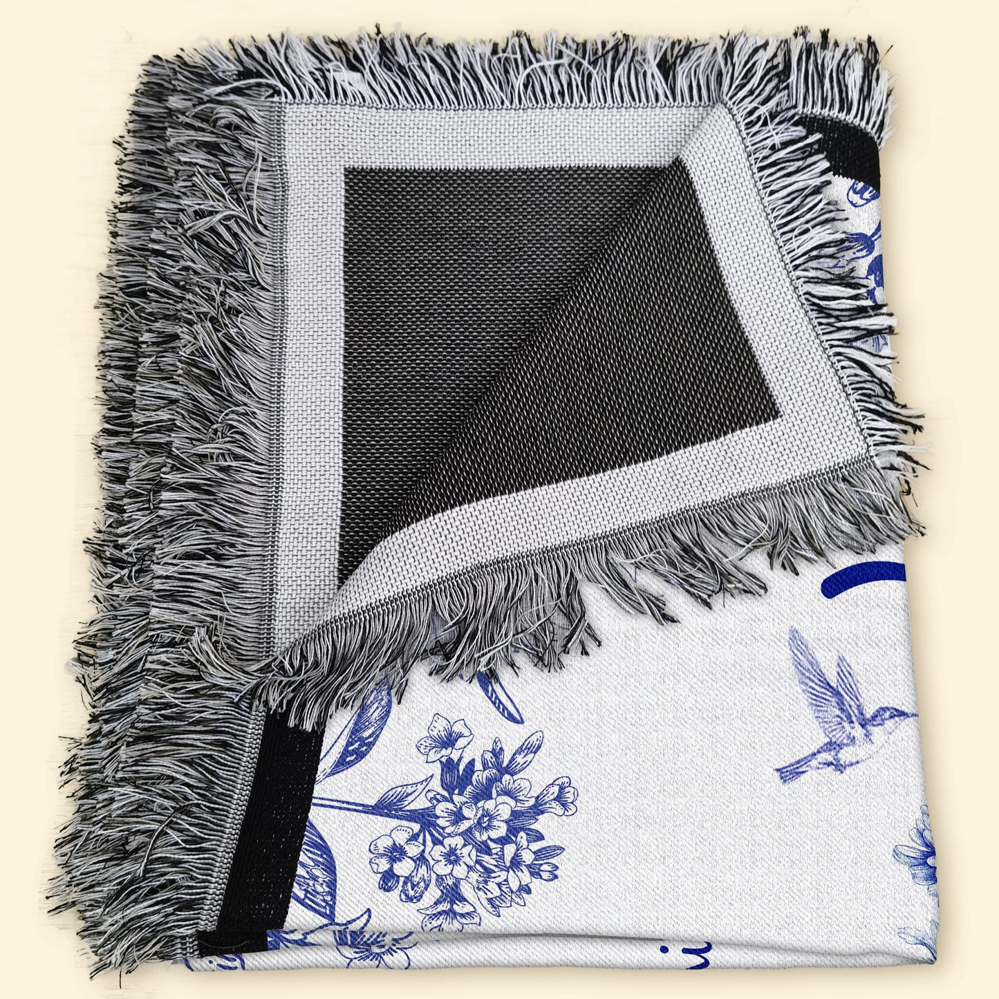First Mom Now Grandma Custom Birth Flower Toile De Jouy - Personalized Woven Blanket
