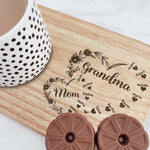 First Mom Now Grandma Floral - Custom Engraved Wooden Tea & Biscuit Board