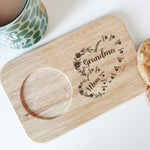First Mom Now Grandma Floral - Custom Engraved Wooden Tea & Biscuit Board