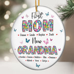 First Mom Now Grandma Floral - Personalized Ceramic Ornament