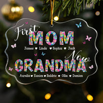 First Mom Now Grandma Floral - Personalized Acrylic Ornament