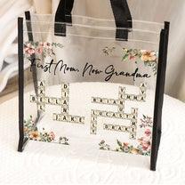 First Mom Now Grandma Floral Scrabble Name - Custom Clear Tote Bag