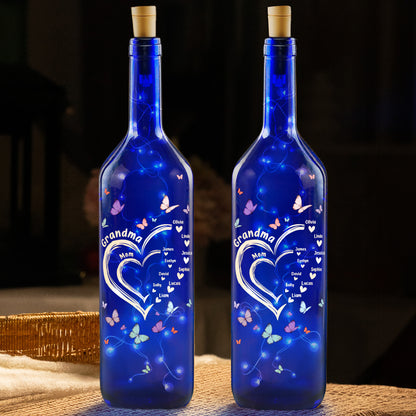 First Mom Now Grandma - Personalized Blue Bottle Lamp