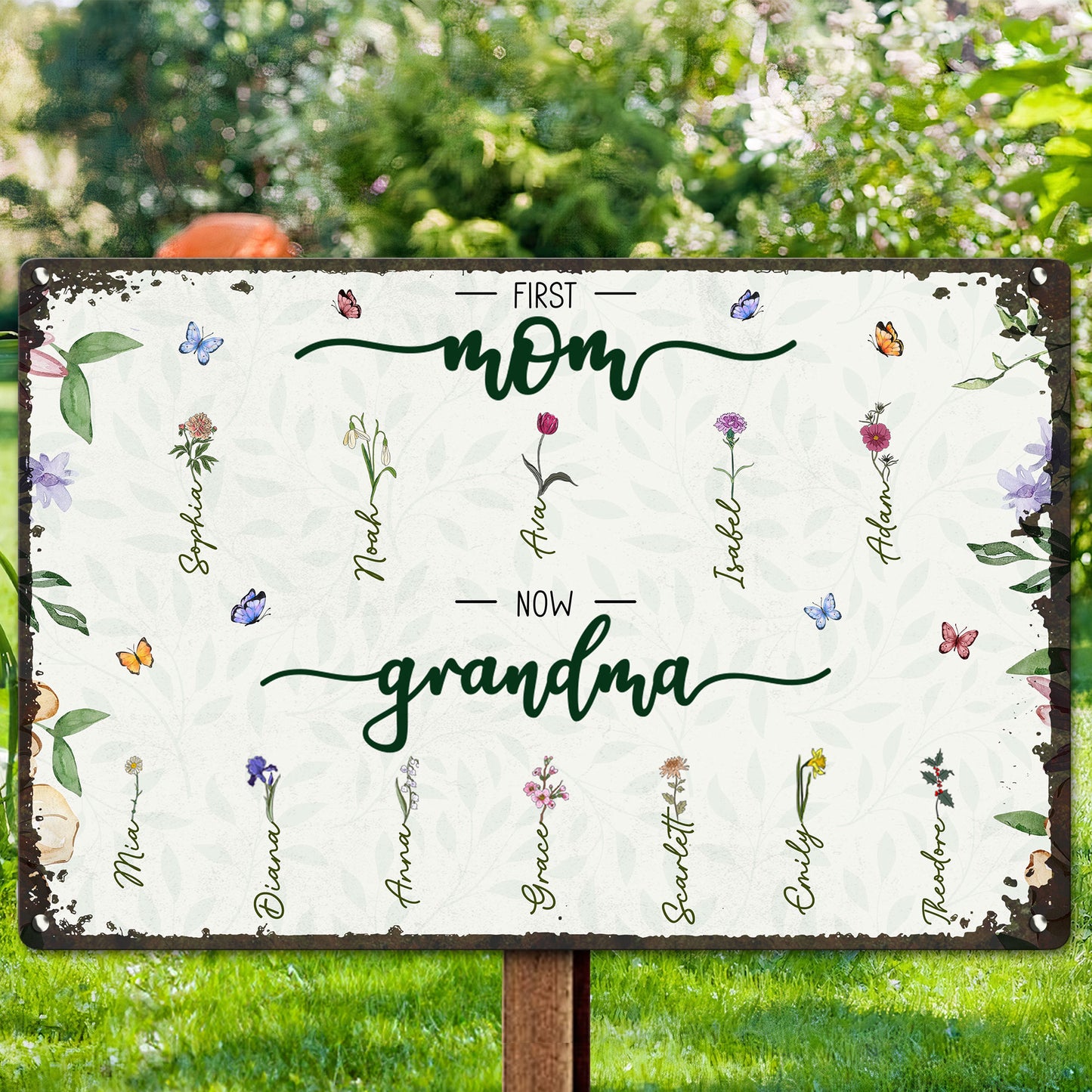 First Mom Now Grandma - Personalized Metal Sign