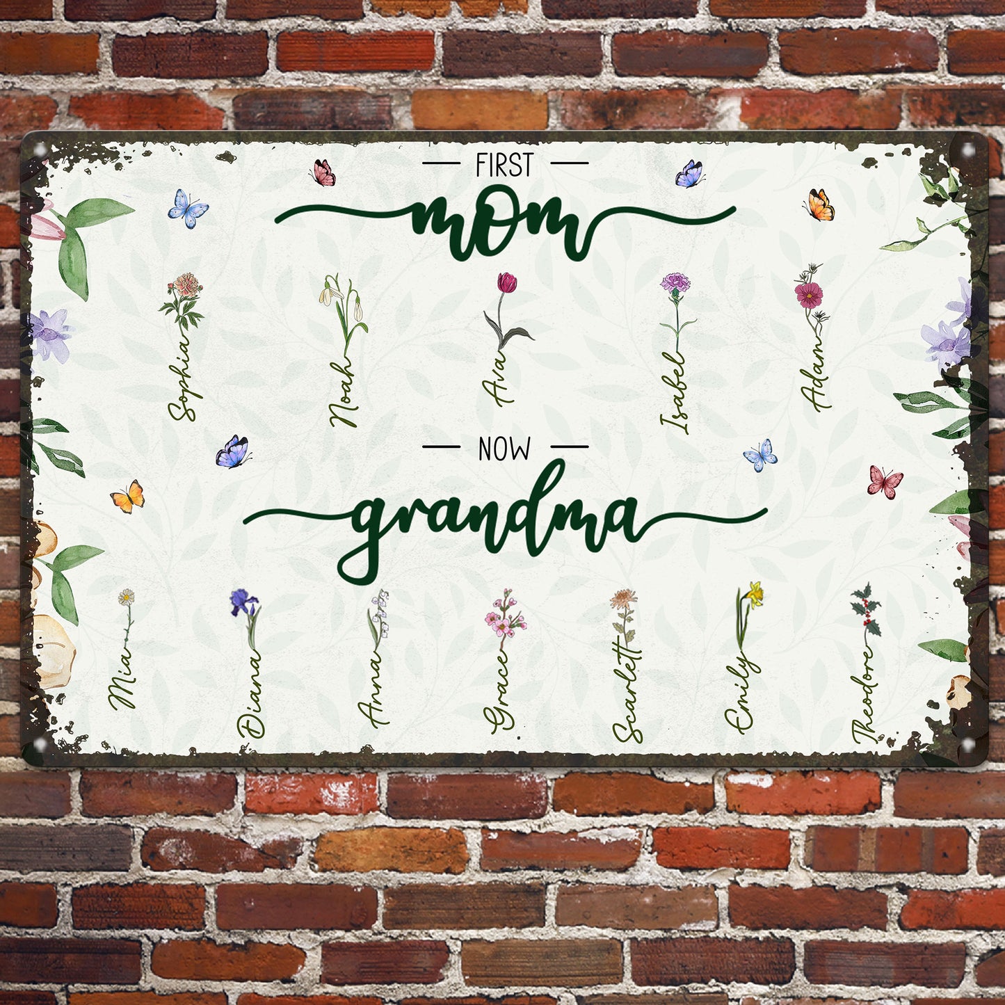 First Mom Now Grandma - Personalized Metal Sign