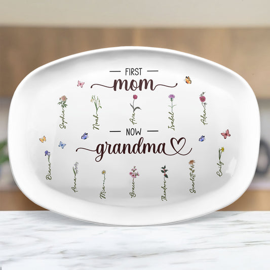 First Mom Now Grandma - Personalized Platter