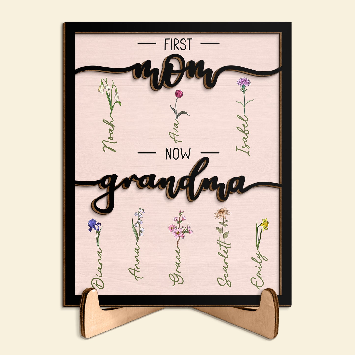 First Mom Now Grandma - Personalized 2 Layers Wooden Plaque