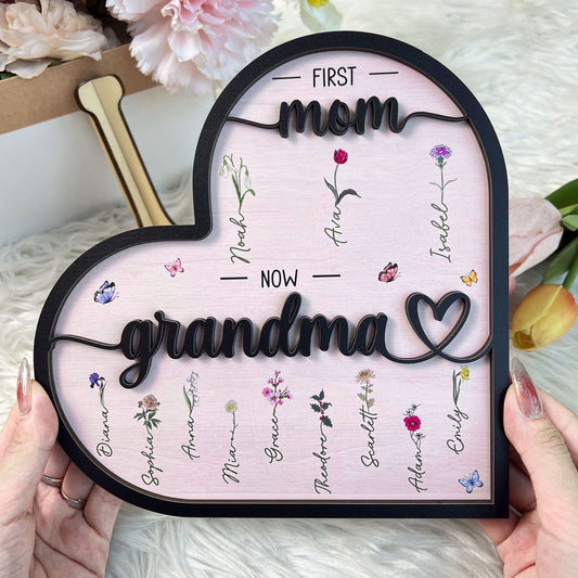 First Mom Now Grandma - Personalized Wooden Plaque