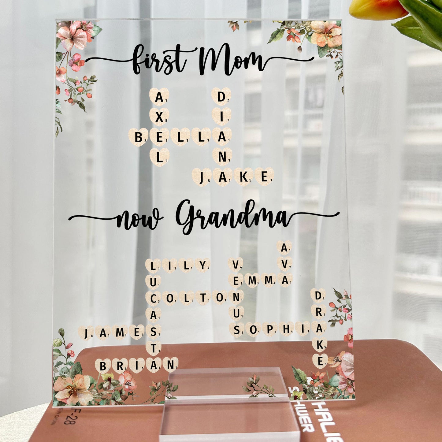 First Mom Now Grandma Scrabble Name - Personalized Acrylic Plaque