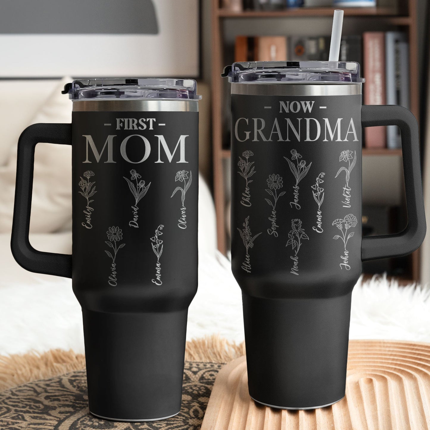 First Mom, Now Grandma - Personalized Engraved 40oz Tumbler