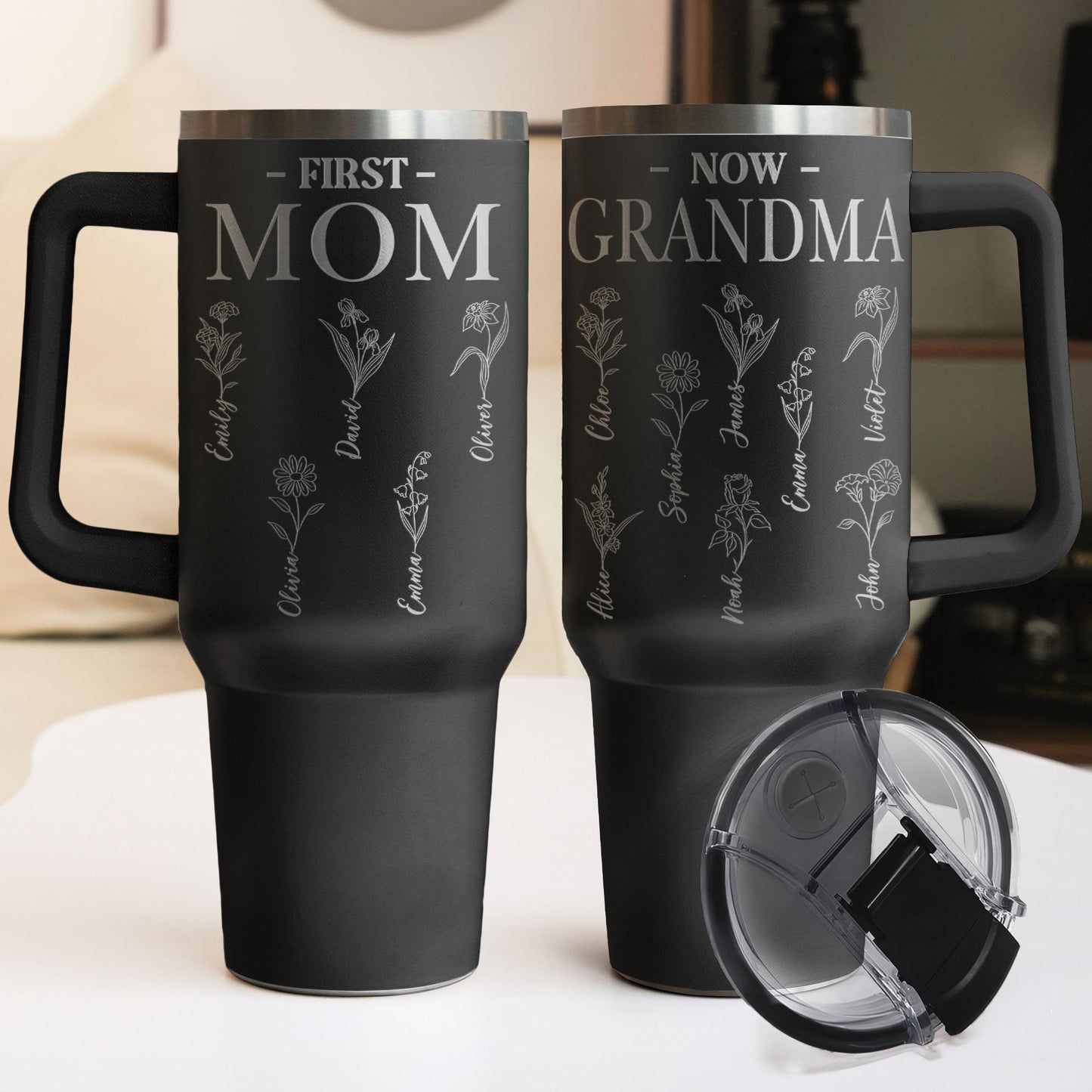 First Mom, Now Grandma - Personalized Engraved 40oz Tumbler