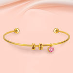 First Mother's Day Gift- Personalized Engravable Bead Name Cuff Bracelet With Birthstone