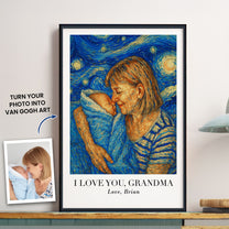 First Time Grandma Grandpa Van Gogh Art - Personalized Photo Poster