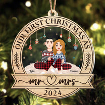 First Christmas As Mr & Mrs - Personalized Acrylic And Wood Ornament