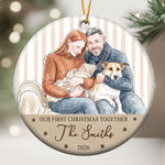 First-Christmas-As-A-Family,-Custom-Photo-Watercolor-Art-Personalized-Ornament-2