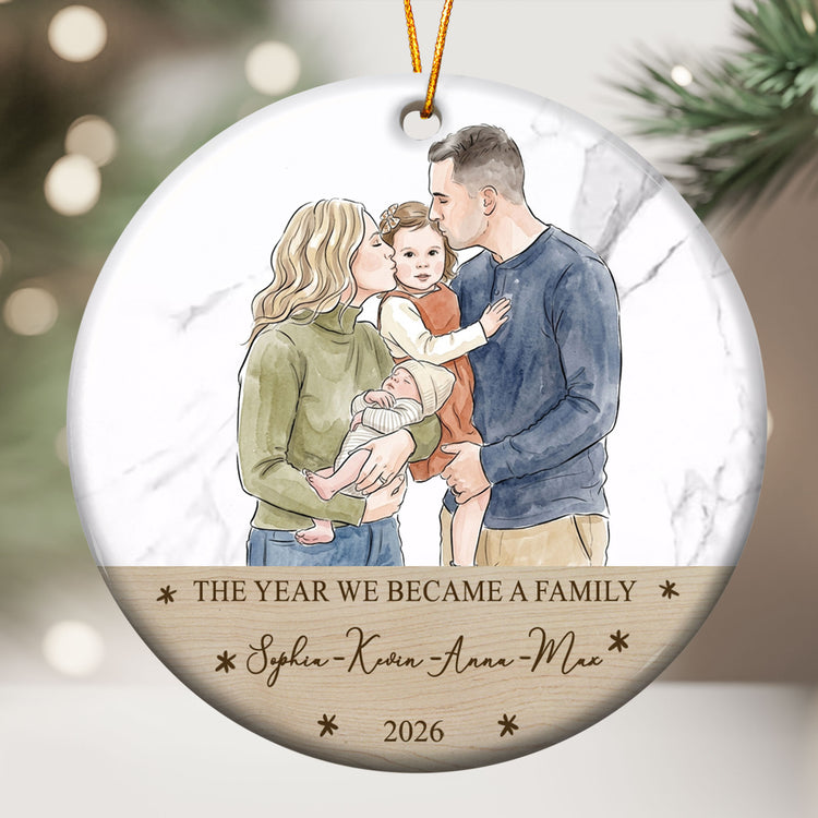 First-Christmas-As-A-Family,-Custom-Photo-Watercolor-Art-Personalized-Ornament-3