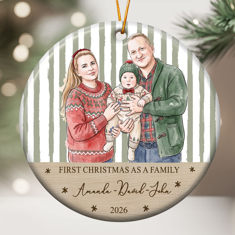 First-Christmas-As-A-Family,-Custom-Photo-Watercolor-Art-Personalized-Ornament-4
