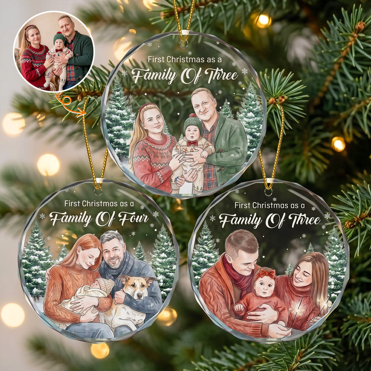 First-Christmas-As-A-Family-Of-Three-Four-Five-Custom-Photo-Watercolor-Personalized-Ornament-(1.1)