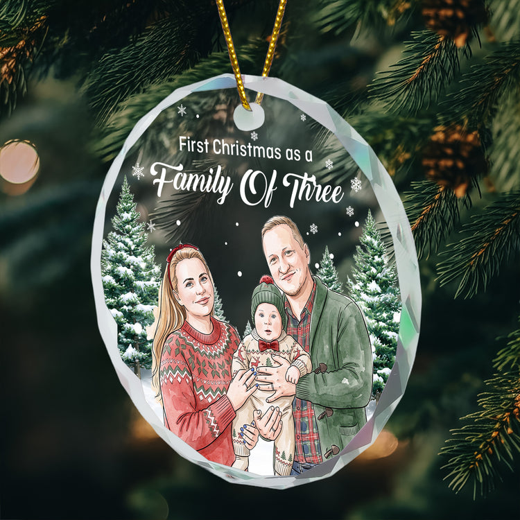 First-Christmas-As-A-Family-Of-Three-Four-Five-Custom-Photo-Watercolor-Personalized-Ornament-5