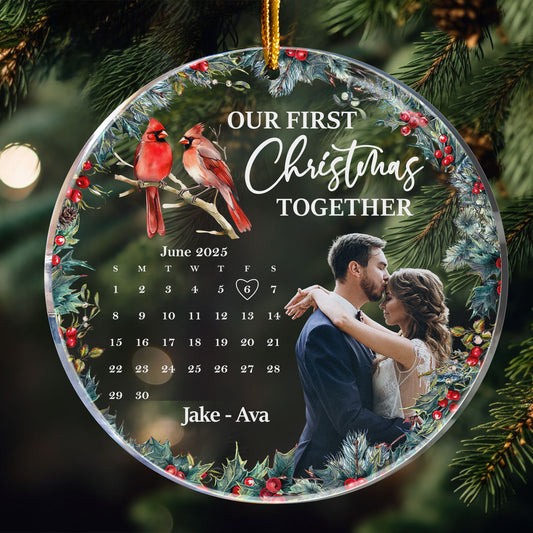 First Christmas Together Couple Ornament New Version - Personalized Acrylic Photo Ornament