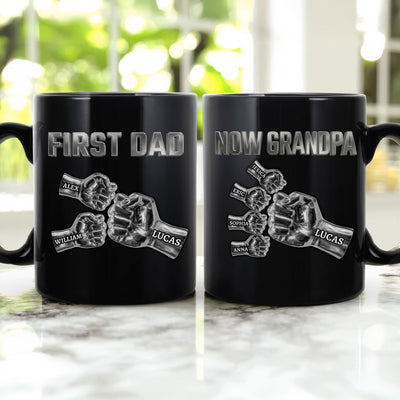 First Dad, Now Grandpa Metal Style - Personalized Mug