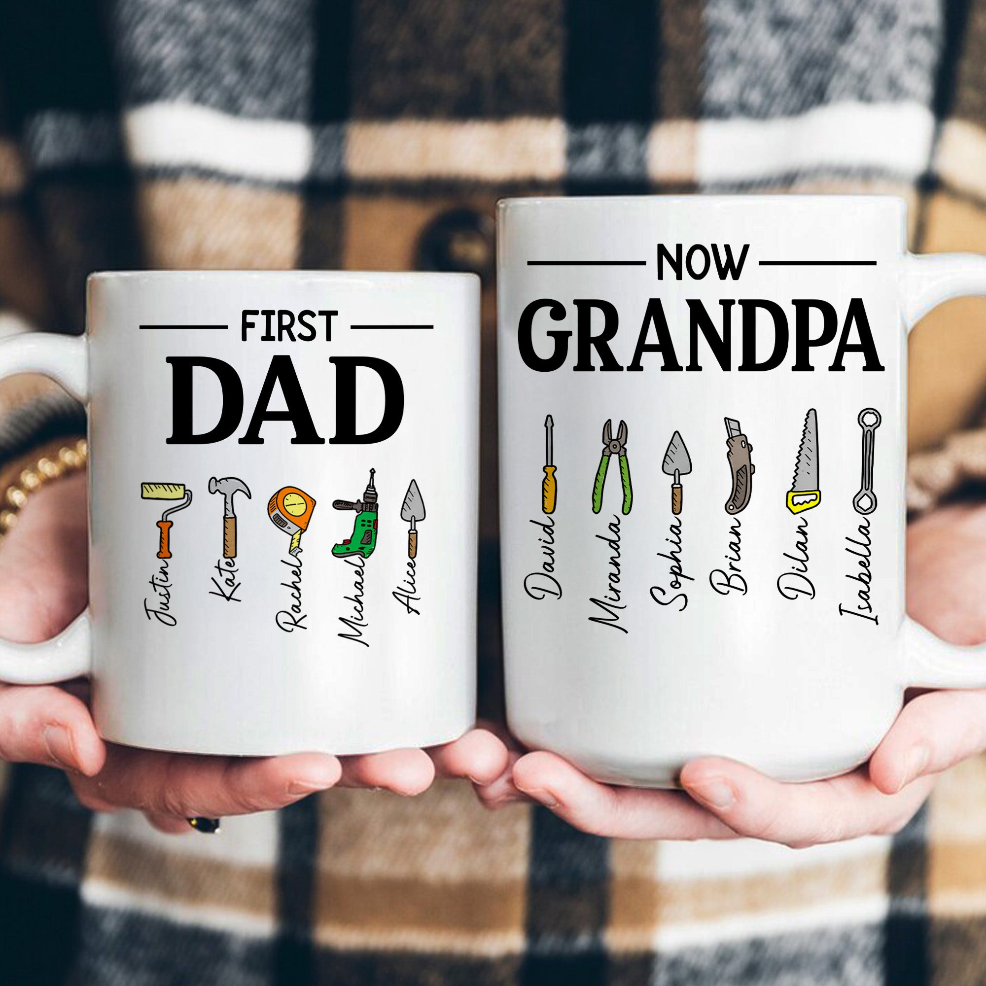 First-Dad-Now-Grandpa-Mug-With-Kids'-Names,-Daddy-Papa-Garage,-New-Grandpa-Father's-Day-Gifts-Personalized-Mug-5